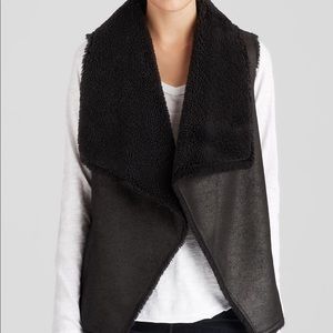 Velvet Black Shearling and Coated Vest Size XS